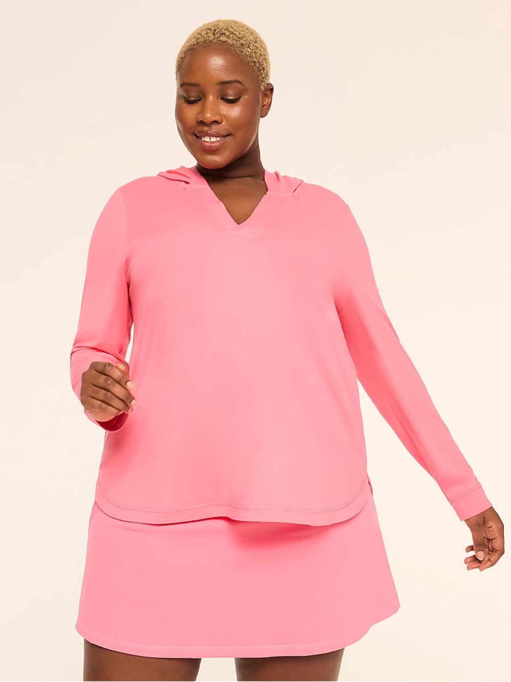 Lane Bryant Pink Hooded Swim Top and Skirt Set